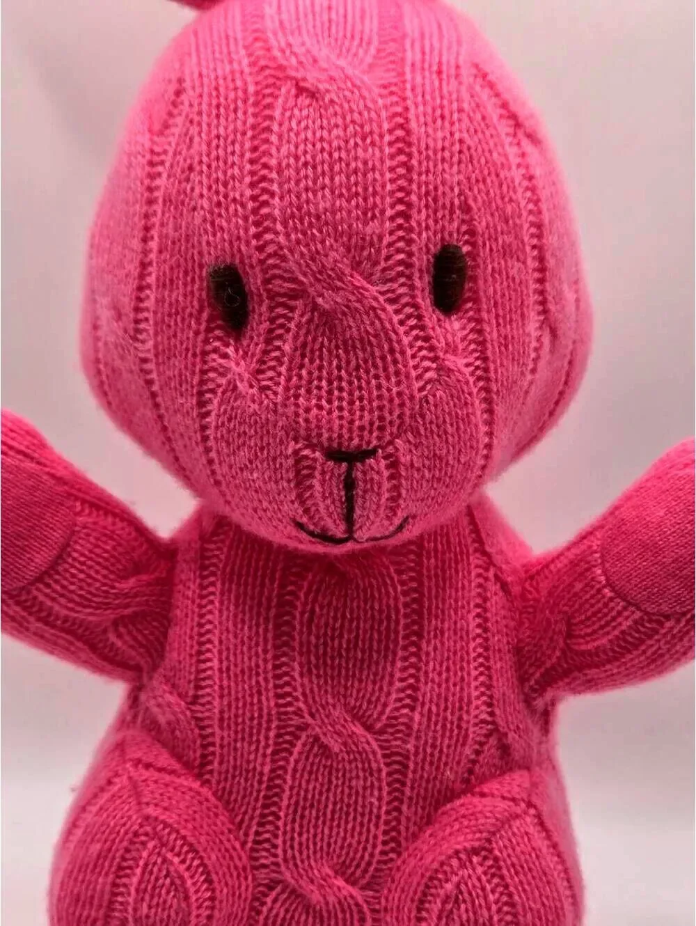Ralph Lauren Pink Cashmere Cable Knit Bunny Rabbit Stuffed Plush Toy